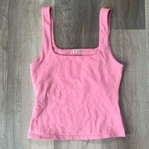 Free People Intimately Square Neck Pink Cropped Shelf Bra Tank size Small